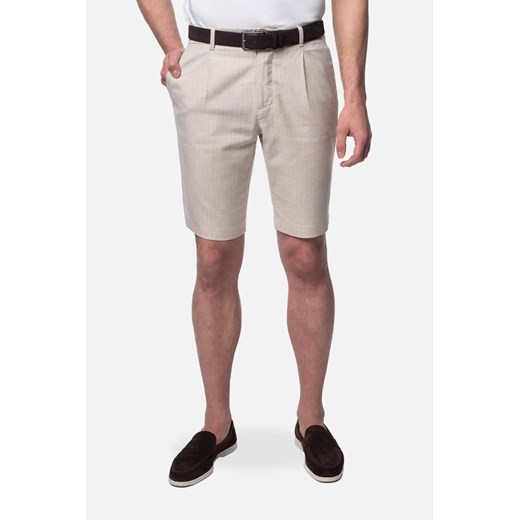 SPODNIE PARENTI 442 BEŻOWE Z LNEM ze sklepu Recman w kategorii Spodenki męskie - zdjęcie 186533273