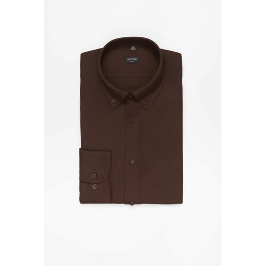 KOSZULA FORMENTO 3258D DŁUGI RĘKAW SLIM FIT BRĄZOWA 0001 Z WISKOZĄ ze sklepu Recman w kategorii Koszule męskie - zdjęcie 186533421