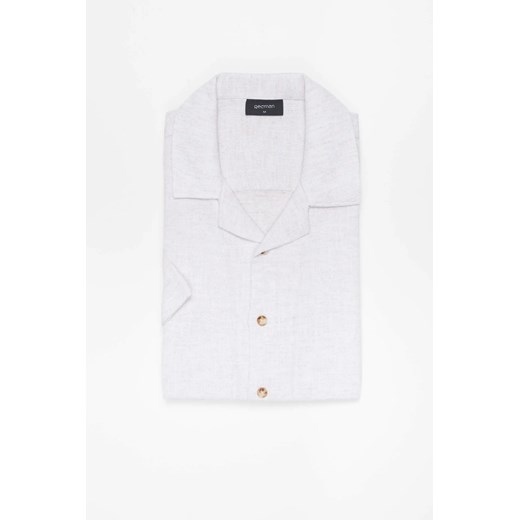 KOSZULA CUBANO 3317 KRÓTKI RĘKAW CUSTOM FIT BEŻOWA Z BAWEŁNY ze sklepu Recman w kategorii Koszule męskie - zdjęcie 186533554