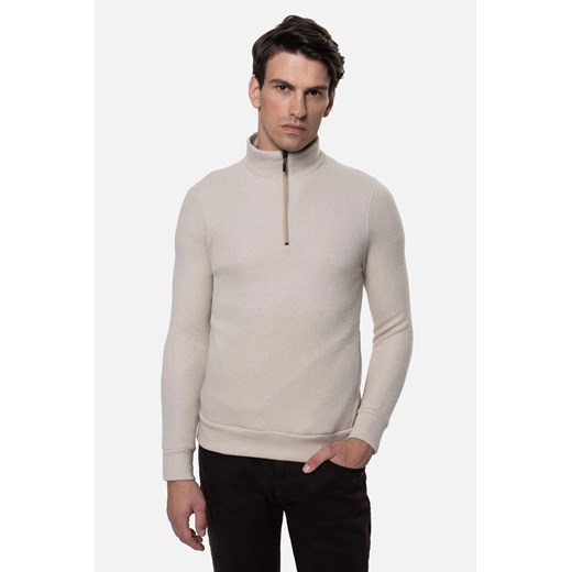 BLUZA LUDRES TROYER/TYPU TROYER BEŻOWA Z WEŁNĄ ze sklepu Recman w kategorii Bluzy męskie - zdjęcie 186533590