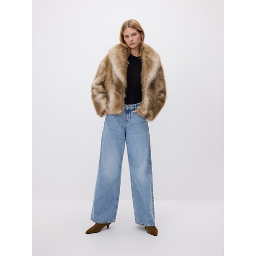 Reserved - Sztuczne futro - bursztynowy Reserved L Reserved