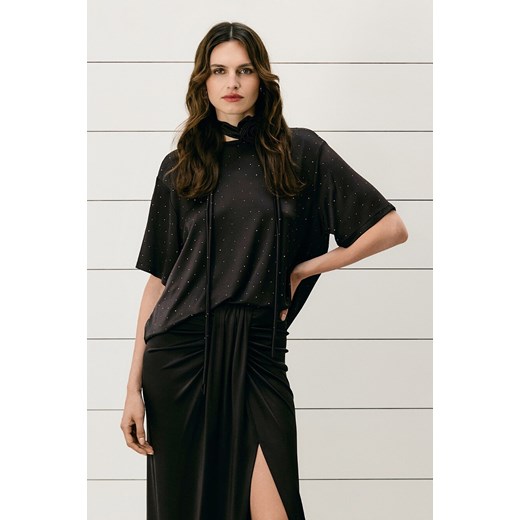 T-SHIRT Z RÓŻĄ SKIN OVERSIZE CHOCO SPARKLE ze sklepu Jemiol w kategorii Bluzki damskie - zdjęcie 186536581