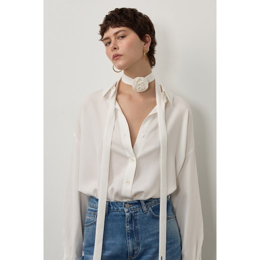 KOSZULA DAMSKA NOLA WHITE CUPRO Z RÓŻĄ Jemiol