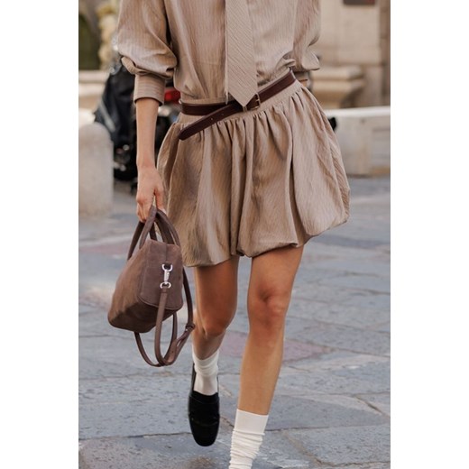 SPÓDNICA GINA SHORT TAUPE STRIPES ze sklepu Jemiol w kategorii Spódnice - zdjęcie 186538474