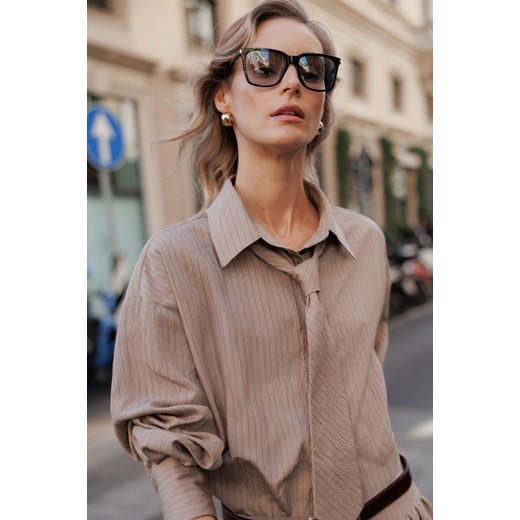 KRAWAT DAMSKI TAUPE STRIPES - id: 8268 - marki Jemiol - 186538580 KRAWAT DAMSKI TAUPE STRIPES ze sklepu Jemiol w kategorii Krawaty - zdjęcie 186538580