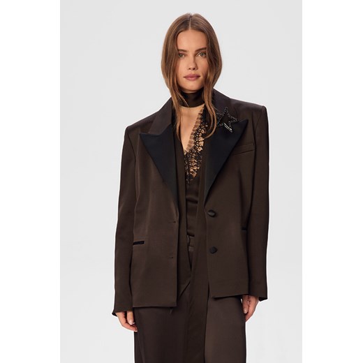 MARYNARKA DAMSKA VIENNA SILK TUXEDO CHOCO ze sklepu Jemiol w kategorii Marynarki damskie - zdjęcie 186538771