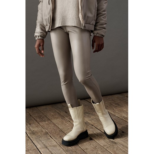 LEGGINSY VEGAN LEATHER MOCCA wyprzedaż Jemiol