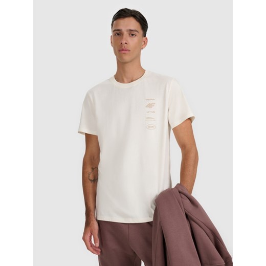Męski t-shirt z nadrukiem 4F 4FWAW25TTSHM2402 - beżowy ze sklepu Sportstylestory.com w kategorii T-shirty męskie - zdjęcie 186540412