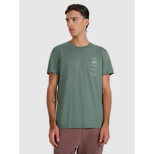 Męski t-shirt z nadrukiem 4F 4FWAW25TTSHM2402 - zielony ze sklepu Sportstylestory.com w kategorii T-shirty męskie - zdjęcie 186540430