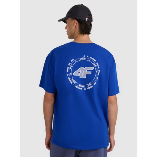 Męski t-shirt z nadrukiem 4F 4FWAW25TTSHM2403 - niebieski ze sklepu Sportstylestory.com w kategorii T-shirty męskie - zdjęcie 186540460