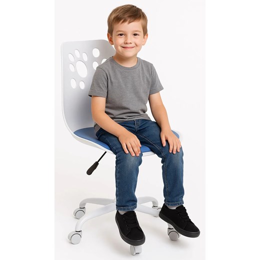 Biało-niebieski fotel obrotowy młodzieżowy E5-M28 ze sklepu Edinos.pl w kategorii Fotele dziecięce - zdjęcie 186540854