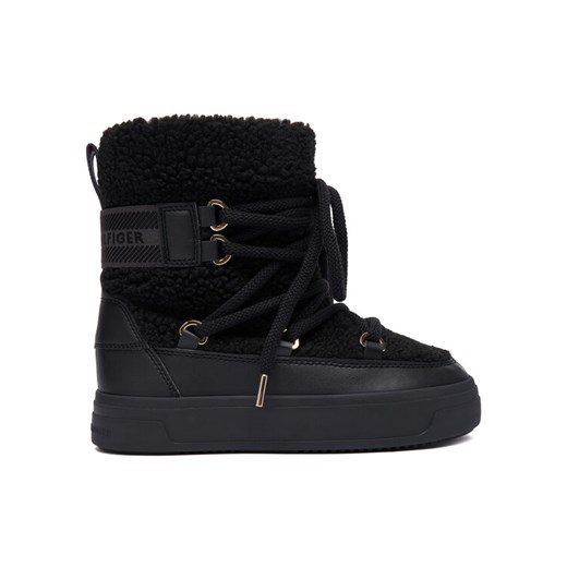 Śniegowce Tommy Hilfiger Faux Shearling Snowboot FW0FW08788 Czarny ze sklepu eobuwie.pl w kategorii Śniegowce damskie - zdjęcie 186540920