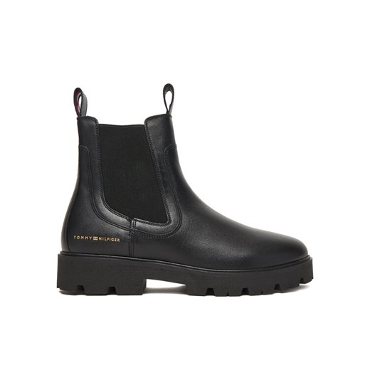 Sztyblety Tommy Hilfiger Lthr Low Chelsea FW0FW08775 Czarny ze sklepu eobuwie.pl w kategorii Botki - zdjęcie 186540931