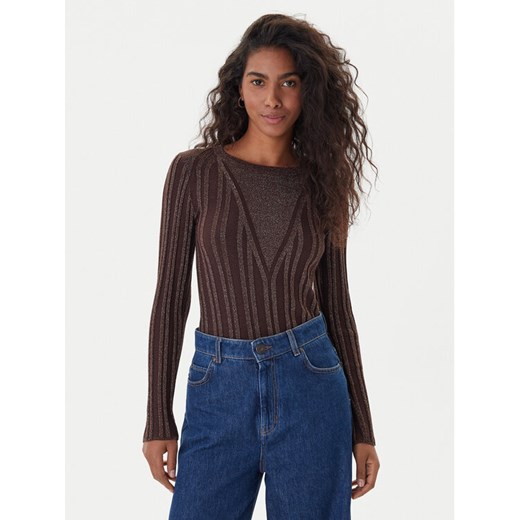 Fracomina Sweter FJ25WT7013K463Q7 Brązowy Slim Fit - id: 0000305662446 - marki Fracomina - 186541390 Fracomina Sweter FJ25WT7013K463Q7 Brązowy Slim Fit ze sklepu MODIVO w kategorii Swetry damskie - zdjęcie 186541390