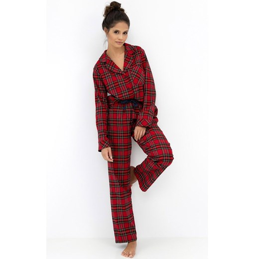 Sensis długa piżama damska w kratę Dayana, Kolor czerwony-kratka, Rozmiar S, SENSIS ze sklepu Primodo w kategorii Piżamy damskie - zdjęcie 186542210