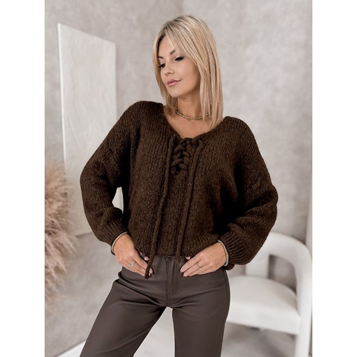 sweter caspian brązowy one size ze sklepu UBRA w kategorii Swetry damskie - zdjęcie 186542734