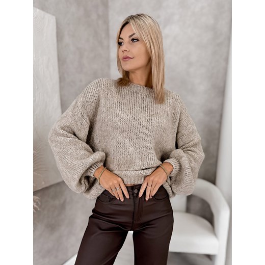 sweter colin beżowy one size ze sklepu UBRA w kategorii Swetry damskie - zdjęcie 186542780