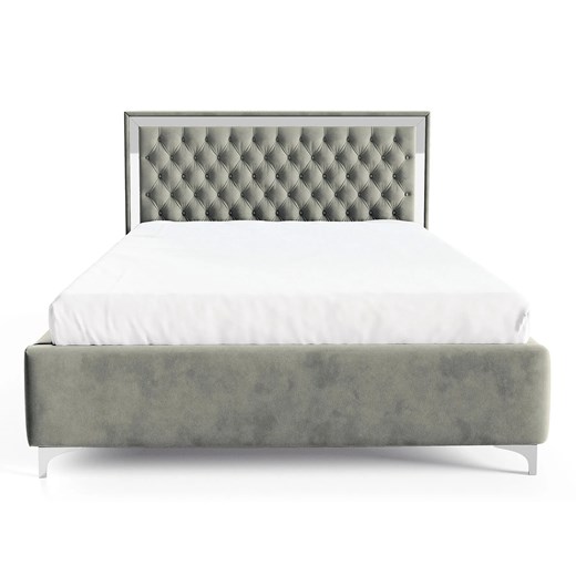 Szare łóżko tapicerowane w stylu glamour E6-P48 ze sklepu Edinos.pl w kategorii Łóżka i materace - zdjęcie 186543363