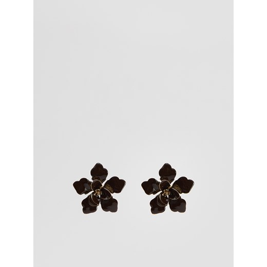 Reserved - Kolczyki z motywem kwiatów - ciemnobrązowy ze sklepu Reserved w kategorii Kolczyki - zdjęcie 186544761