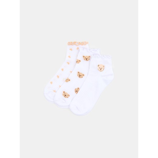 Sinsay - Prążkowane skarpetki z bawełną 3 pack - biały Sinsay 36/38 Sinsay