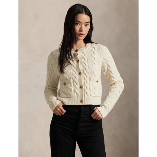 POLO RALPH LAUREN Wełniany kardigan Cable | Cropped Fit | z dodatkiem kaszmiru ze sklepu Gomez Fashion Store w kategorii Swetry damskie - zdjęcie 186545362