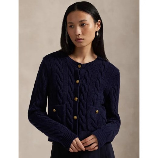 POLO RALPH LAUREN Wełniany kardigan Cable | Cropped Fit | z dodatkiem kaszmiru ze sklepu Gomez Fashion Store w kategorii Swetry damskie - zdjęcie 186545364