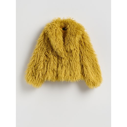 Reserved - Kurtka z imitacji futra - musztardowy ze sklepu Reserved w kategorii Futra damskie - zdjęcie 186546480