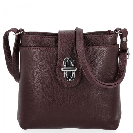 Elegancka Torebka Skórzana Włoska Listonoszka 201 Bordowa Other One Size promocja PaniTorbalska