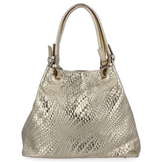 Modna Torebka Skórzana Shopper Bag 527 Złota Other One Size wyprzedaż PaniTorbalska