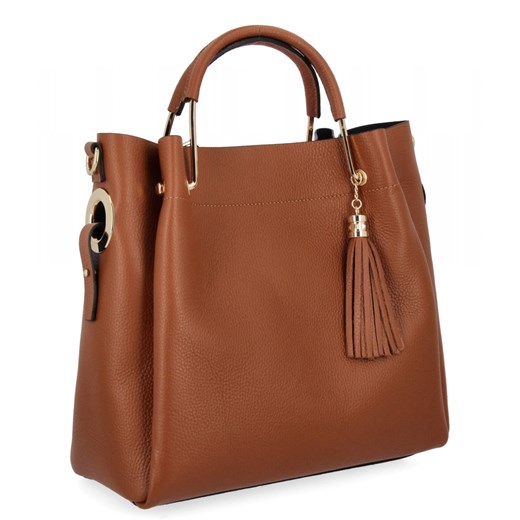 Elegancka Torebka Skórzana Włoski Kuferek z Kosmetyczką 5702 Ruda ze sklepu PaniTorbalska w kategorii Kuferki - zdjęcie 186546771