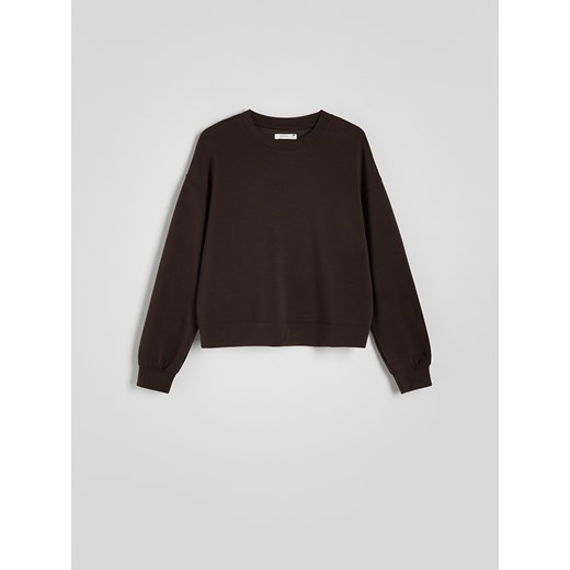 Reserved - Bluza z dodatkiem modalu - ciemnobrązowy ze sklepu Reserved w kategorii Bluzy damskie - zdjęcie 186547594