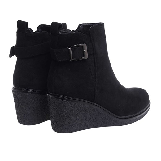 Czarne botki damskie na koturnie /F10-3 18319 W484/ 37 Pantofelek24.pl