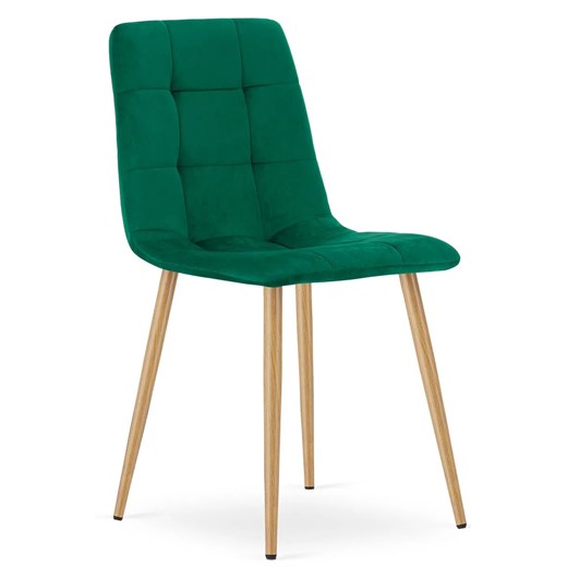 Ciemnozielone metalowe krzesło welurowe C2-R61 ze sklepu Edinos.pl w kategorii Dom - zdjęcie 186548913