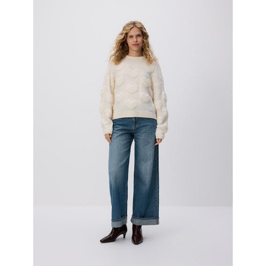 Reserved - Strukturalny sweter - kremowy Reserved L Reserved