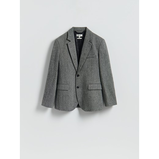 Reserved - Wełniana marynarka slim fit - ciemnoszary ze sklepu Reserved w kategorii Marynarki męskie - zdjęcie 186549770