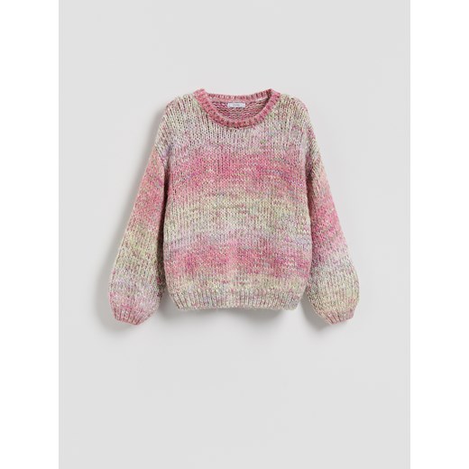 Reserved - Sweter z obniżoną linią ramion - różowy ze sklepu Reserved w kategorii Swetry damskie - zdjęcie 186549772