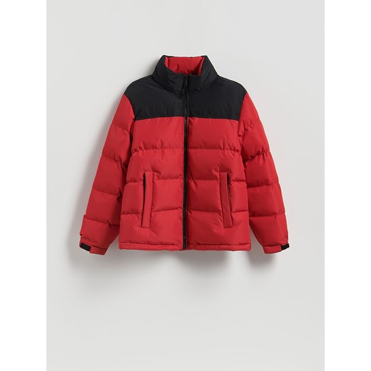 Reserved - Pikowana kurtka z chowanym kapturem - czerwony Reserved L Reserved