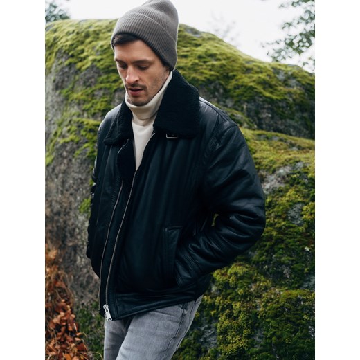 Reserved - Skórzana kurtka - czarny ze sklepu Reserved w kategorii Kurtki męskie - zdjęcie 186549861
