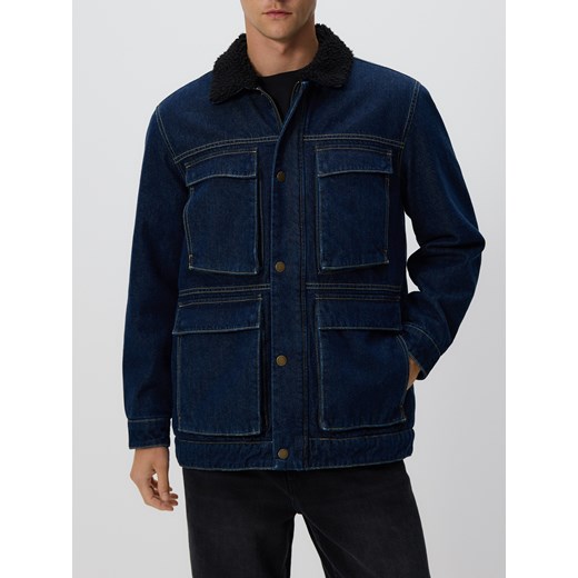 Reserved - Kurtka sherpa z kołnierzem - granatowy ze sklepu Reserved w kategorii Kurtki męskie - zdjęcie 186550043