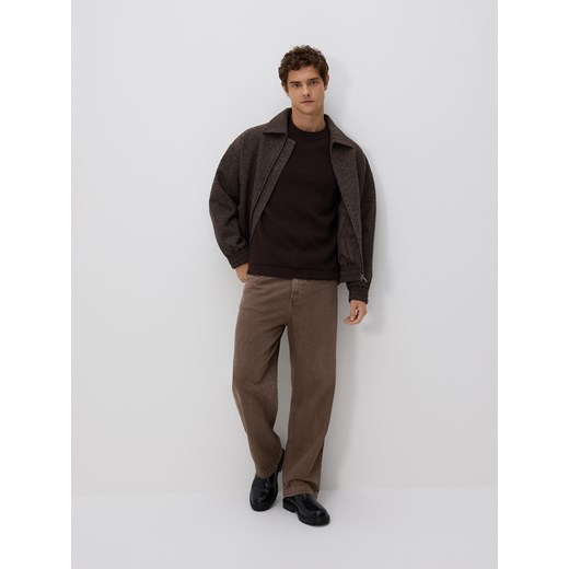 Reserved - Strukturalny sweter z bawełny - ciemnobrązowy Reserved M Reserved