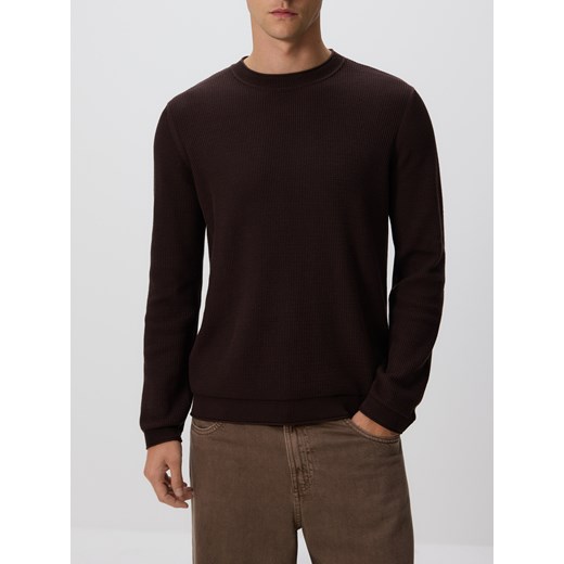 Reserved - Strukturalny sweter z bawełny - ciemnobrązowy Reserved S Reserved