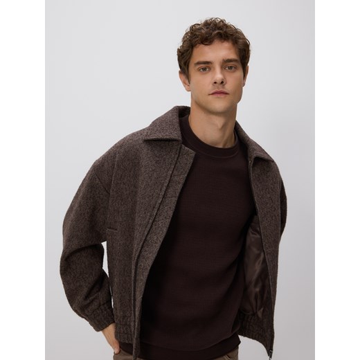 Reserved - Strukturalny sweter z bawełny - ciemnobrązowy - id: TA186-89X - marki Reserved - 186550154 Reserved - Strukturalny sweter z bawełny - ciemnobrązowy ze sklepu Reserved w kategorii Swetry męskie - zdjęcie 186550154