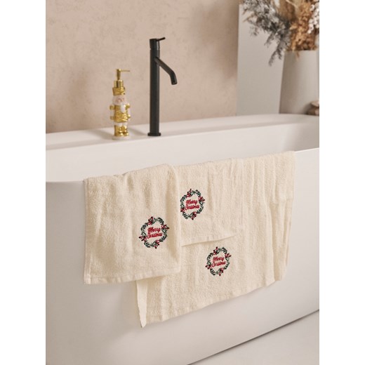 Sinsay - Ręczniki z haftem 3 pack - biały Sinsay One Size Sinsay