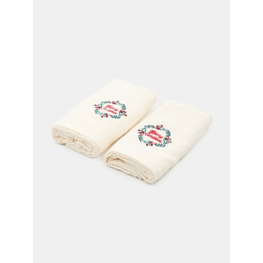 Sinsay - Ręczniki z haftem 3 pack - biały Sinsay One Size Sinsay