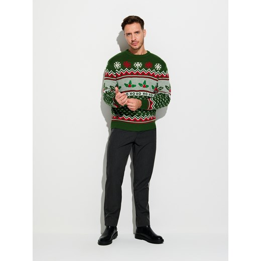 Sinsay - Sweter z motywem świątecznym - zielony Sinsay 2XL Sinsay