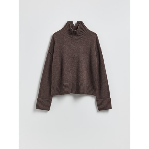 Reserved - Wełniany sweter z golfem - ciemnobrązowy Reserved XS Reserved