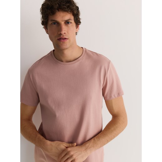 Reserved - T-shirt regular z merceryzowanej bawełny - brudny róż ze sklepu Reserved w kategorii T-shirty męskie - zdjęcie 186551893