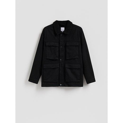 Reserved - Kurtka sherpa z kołnierzem - czarny ze sklepu Reserved w kategorii Kurtki męskie - zdjęcie 186551954