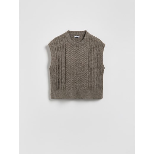 Reserved - Kamizelka z ozdobnym splotem - brązowy ze sklepu Reserved w kategorii Kamizelki damskie - zdjęcie 186552564