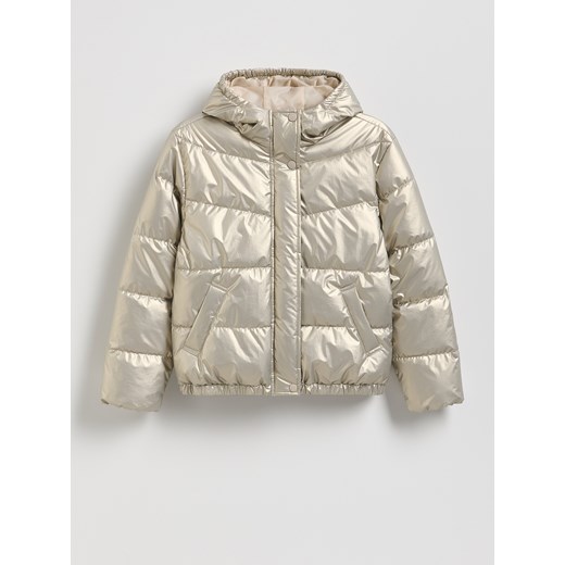 Reserved - Kurtka z imitacji skóry z metalicznym połyskiem - złoty ze sklepu Reserved w kategorii Kurtki dziewczęce - zdjęcie 186552620